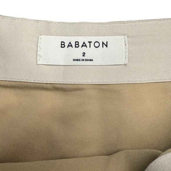 Aritzia Babaton Vegan Leather Mini Skirt In Beige Women's Size 2 - Picture 3 of 5